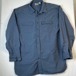 LLBean Men’s Tall Long Sleeve Chamois Cloth Flannel Button Down Blue Size XL
